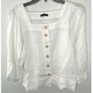 J Crew Squareneck button-front linen top